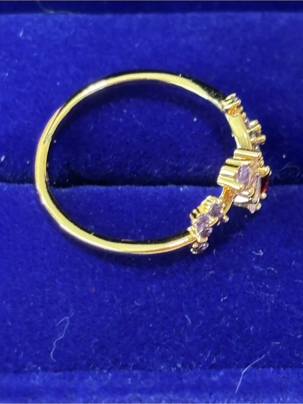 18kt rose Gold filled Floral Cluster Ring with Multicolored Gem Accents